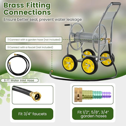 Goplus Garden Hose Reel Cart, 330ft 5/8" or 400ft 1/2" Large Capacity, - Image 6
