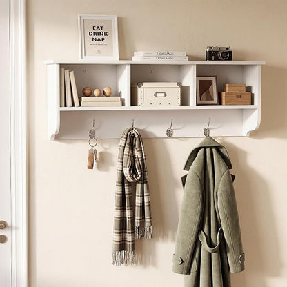 38.6inch Wall Mounted Entryway wooden Coat Rack - Image 4