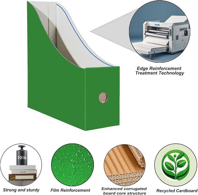 Limitliho 2 Pack Green Cardboard Magazine File Holder - Image 2