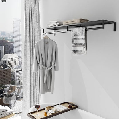 Audmore Wall Mounted Clothes Rack Heavy Duty Metal Hanging Clothing Rack | Shelf - Image 4