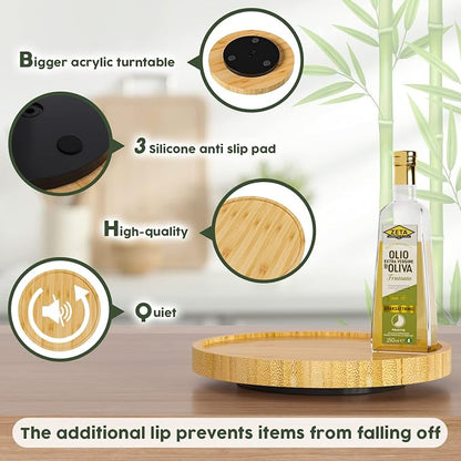 Lazy Susan Organizer, 9 Inch Non-Skid Bamboo Lazy Susan - Image 6