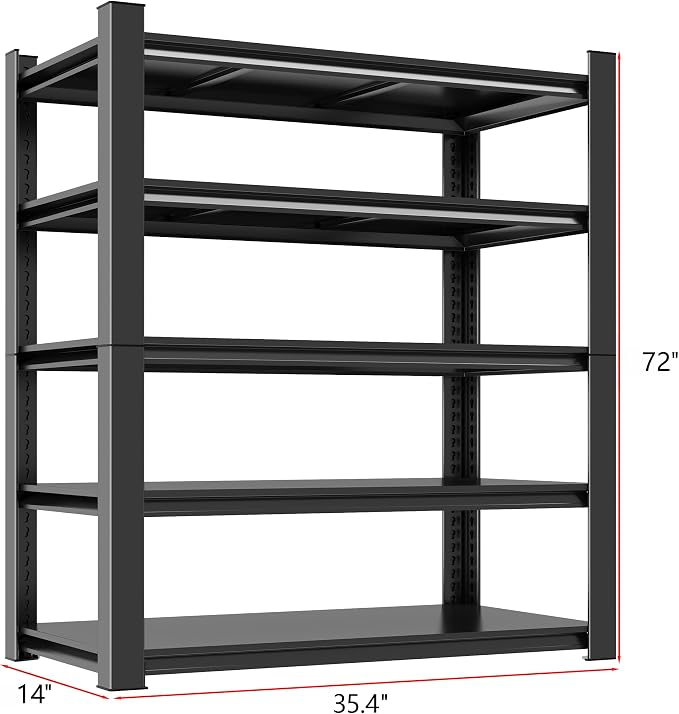 Metal Garage Shelving Unit, Heavy Duty 5-Tier Adjustable Storage Rack, Steel - Image 3