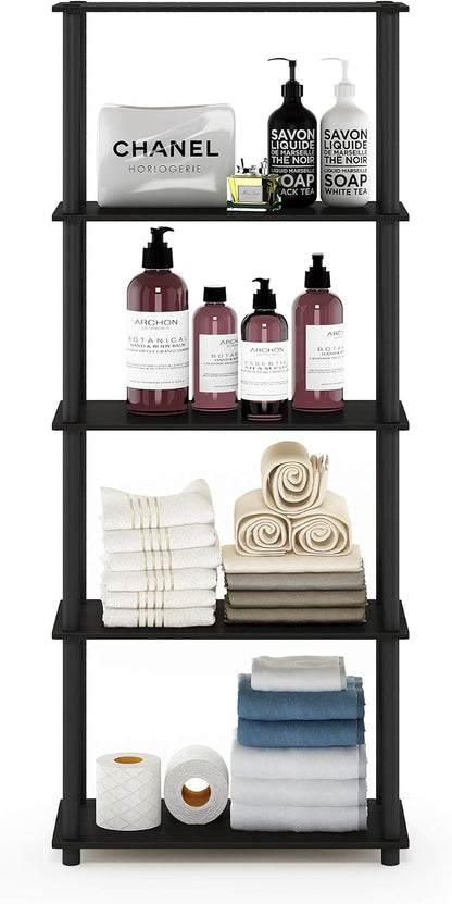 Furinno TURN-N-TUBE Storage Shelves, 5-Tier Book Shelf, Corner Shelf, Toolless - Image 4