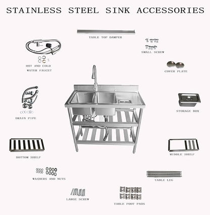 Qian Kun Free Standing 304 Stainless Steel Utility Sink - Image 7