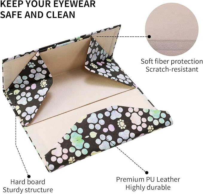 Foldable Glasses Case, Magnetic PU Leahter Sunglasses Case, Cute Hard Shell - Image 4