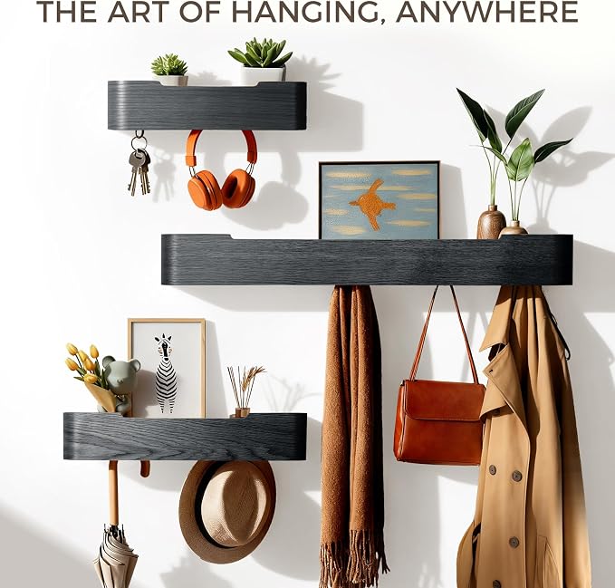 Wall Coat Rack Floating Shelves Modern Coat Rack Wall Mount - Image 3