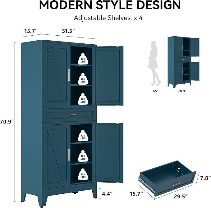 COFaR 71" Metal Pantry Cabinet - Image 2