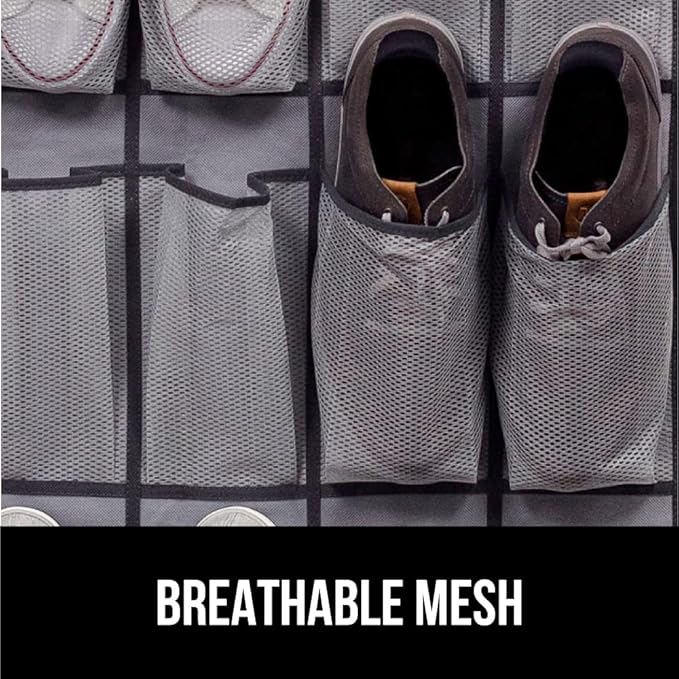 GORILLA GRIP Over the Door Shoe Organizer, 24 Extra Large Breathable Mesh - Image 5