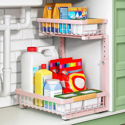 Kitstorack Under Sink Organizer, 2 Tier Under the Sink Storage, Slide out Pull by Kitstorack