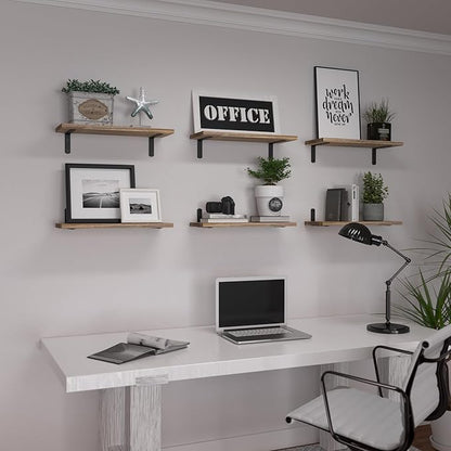 WOPITUES Wood Floating Shelves Set of 6, Shelves - Image 7