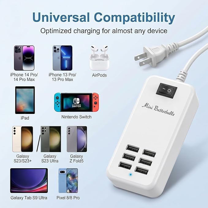 6 Ports USB Charger Hub Desktop US Plug AC Power Wall Travel Charging Adapter - Image 6