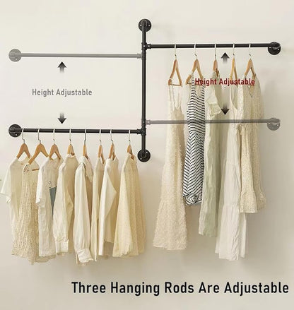 Industrial Pipe Clothing Rack Wall Garment Rack - Image 3