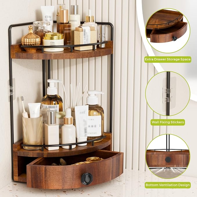 2-Tier Corner Bathroom Counter Organizer - Image 6