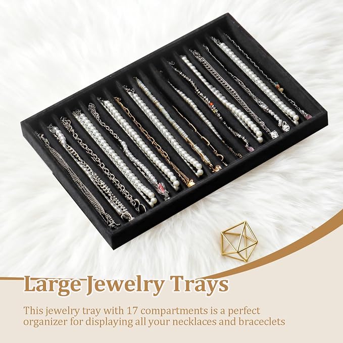 Large Jewelry Organizer for Drawer Insert Velvet Stackable Jewelry Trays for - Image 2