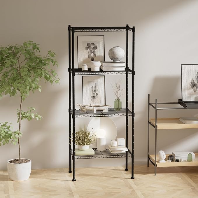 4 Tier Shelving Unit, 176 LBS Per Shelf Height Adjustable Narrow Storage Shelves - Image 6