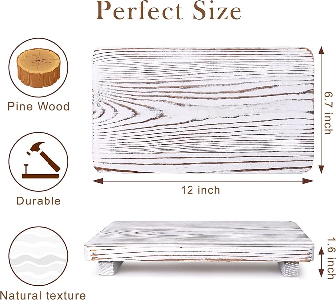Bathroom Counter Tray Wood Pedestal Stand White Kitchen Countertop Trays - Image 6