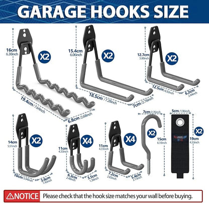 3-H Garage Wall Hooks 20 Pack, Garage Hooks Heavy Duty - Image 2