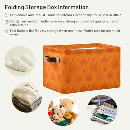 Halloween Pattern Foldable Storage Basket, Collapsible Fabric Storage Bins - Image 5