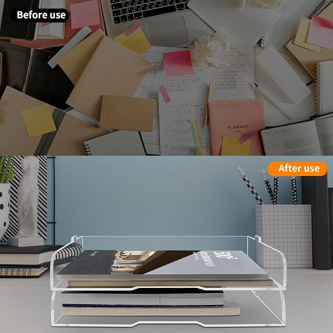 2 Pack- Stackable Paper Letter Tray, or Workspace - Image 5