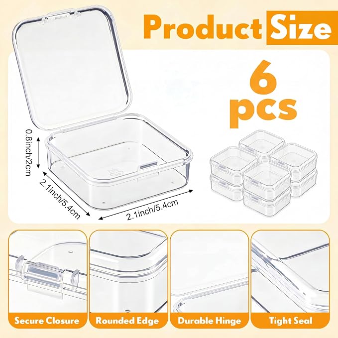 Jetec 6 Pieces Mini Plastic Clear Beads Storage Containers Box - Image 2