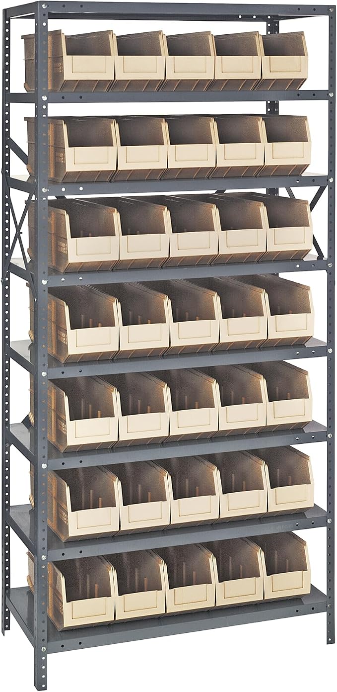 QUANTUM STORAGE SYSTEMS 1275-441IV Solid Heavy Duty 8 Shelves 35 Stackable by QuantumStorageSystems