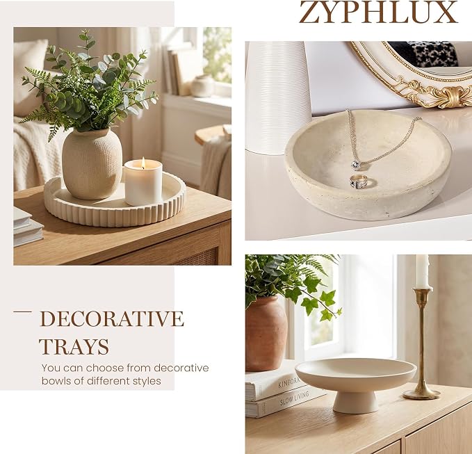 Round Decorative Trays & Coffee Table Tray, 11 Inch Fluted Coffee Table - Image 7