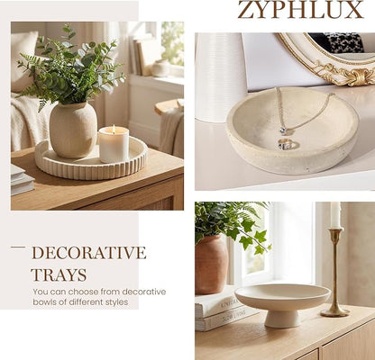 Round Decorative Trays & Coffee Table Tray, 11 Inch Fluted Coffee Table - Image 7