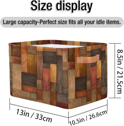Pardick Wood Retro Basket Storage Bins Large Fabric Toys Storage Cube Box - Image 4