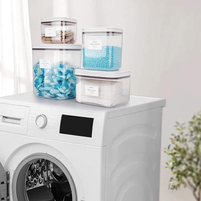 4 Pack Stackable Laundry Pods Container & Dryer Sheet Holder - Image 7
