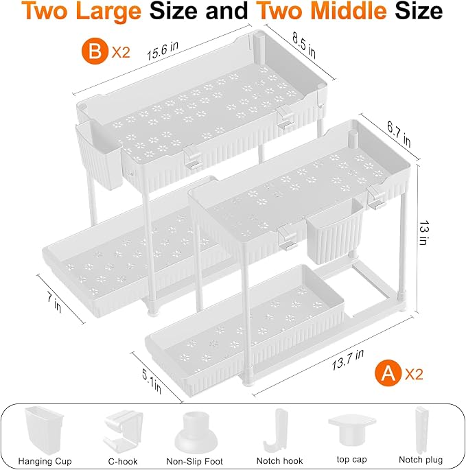 Sevenblue 4-Pack 2-Tier Under Sink Organizer - Image 6