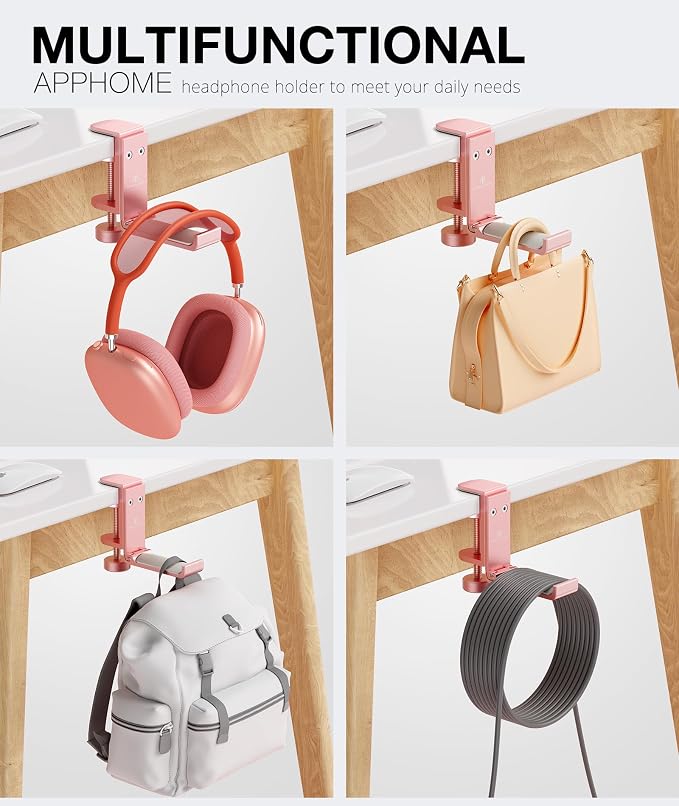 Foldable Headphone Stand and Hook – Aluminum Headset Holder Clamp Mount Under - Image 5