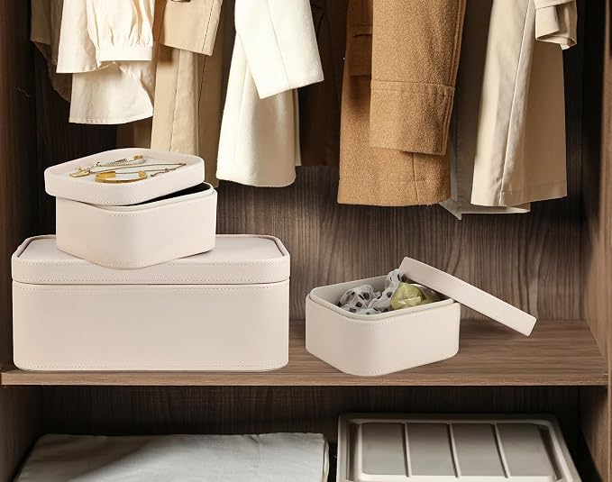 HofferRuffer Faux Leather Decorative Storage Boxes, Dust proof Storage Shelf - Image 5
