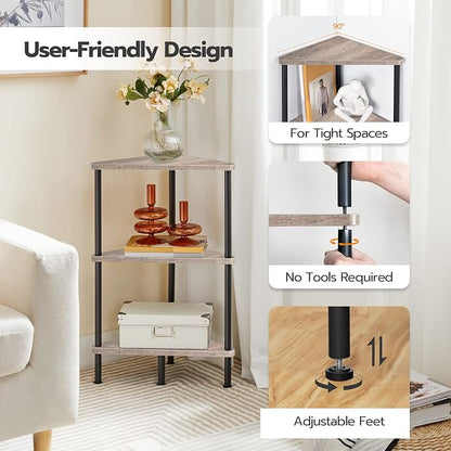 HOOBRO Corner Shelf Stand, Industrial 3-Tier Wall Corner Bookshelf - Image 5