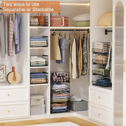 4-Tier Sliding Closet Organizers and Storage Shelves, Stackable Closet Shelf - Image 6
