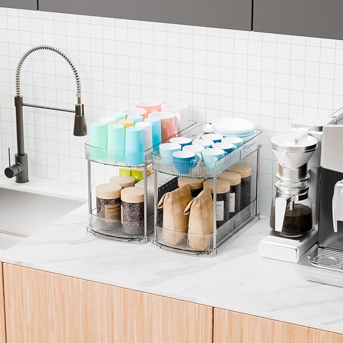 4 Pack Large Pull Out Bathroom Organizers and Storage, 2 Tier 12.8″ Tall - Image 7