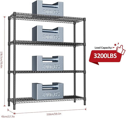 IZEUK 4-Tier Metal Garage Shelving, Heavy Duty Adjustable Storage Rack Organizer - Image 3