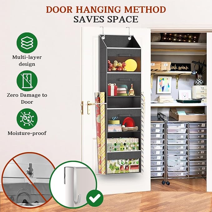 Over Door Wrapping Paper Organizer Storage - Image 3