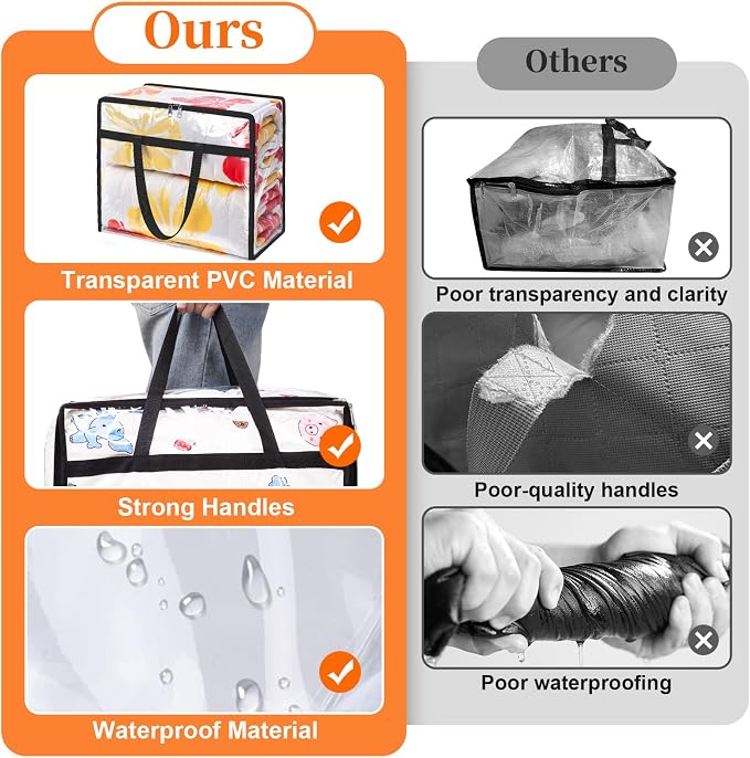 SpaceTrove Clear Clothes Storage Bags, 6 Pack Closet Organizers and Under Bed - Image 5