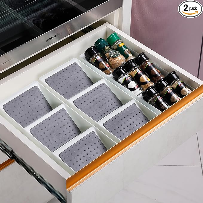 Kitchen Drawer Organizer, 2 Pack, Pantry Organizers and Storage, Spice Rack by Ideamake