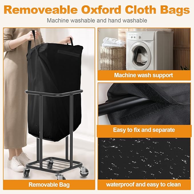 Laundry Basket with Wheels, Rolling Laundry Hamper, 30 Gal., Removable and - Image 4