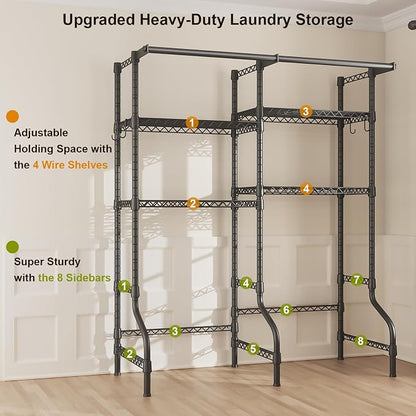 U14 Over Washer and Dryer Storage Shelves, 4 Tiers Laundry Room Storage and - Image 7