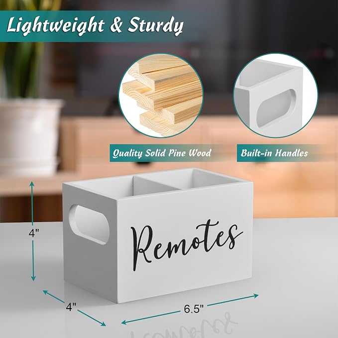 DRASTAR Remote Control Holder, Wood TV Remote Holder, Remote Storage Caddy - Image 2