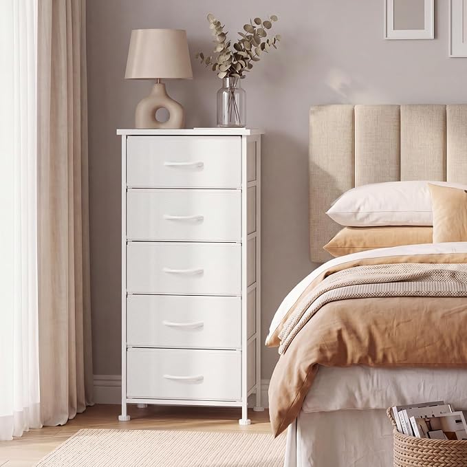 Fixwal White Tall Skinny Dresser - Image 3