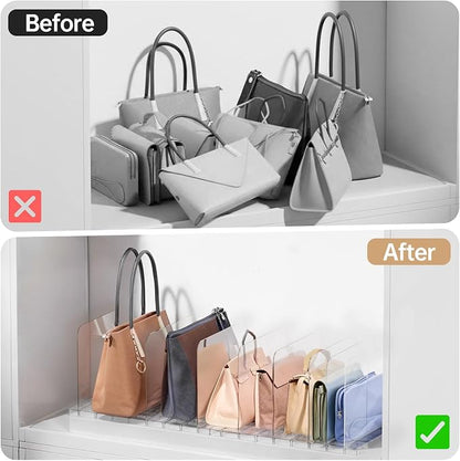 Purse Organizer for Closet, Stackable Handbag Storage Shelf, Adjustable Clear - Image 5
