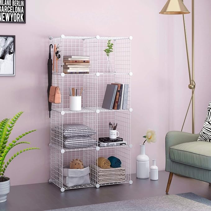 C&AHOME Wire Cube Storage, 8-Cube Organizer Metal C Grids Storage, Storage Bins - Image 2