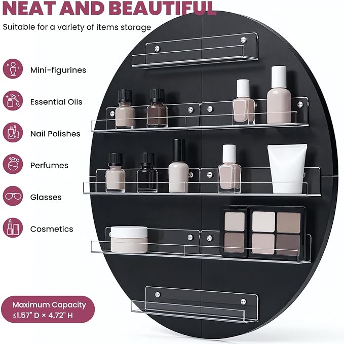 Wall Mount Nail Polish Organizer, Wood Nail Polish Rack w/Acrylic Barrier - Image 4