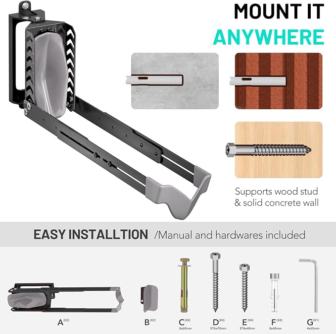 2-Pack Swivel Bike Rack Wall Mount, Bike Hangers - Image 5