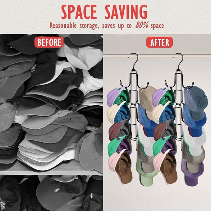 Hat Organizer for Closet, Collapsible Caps Rack - Image 4