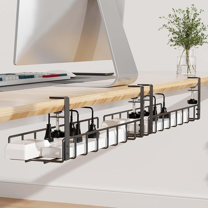 2 Pack Cable Management Under Desk Tray, 31.4" No Drill Under Desk Wire by Xpatee