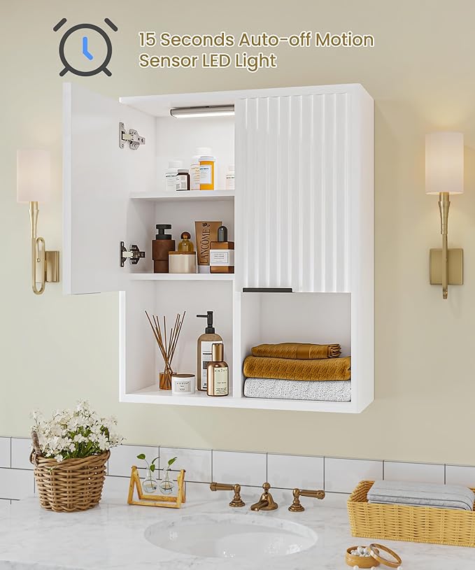 HAIOOU Fluted Bathroom Wall Cabinet - Image 4